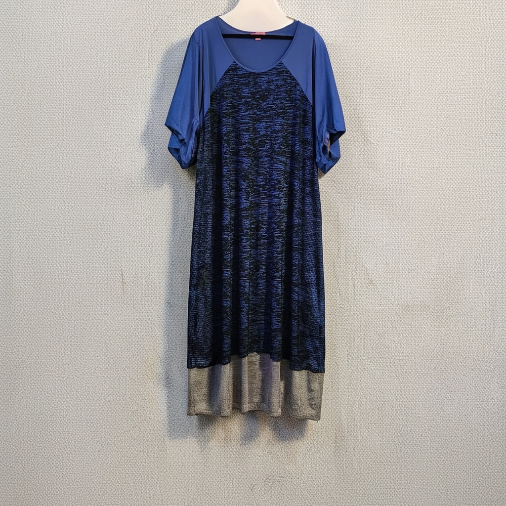 Woman Within Blue and Gray Maxi Dress
